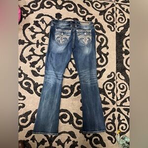 Rock Revival Bootcut Jeans with Embroidered Back Pockets - Blue